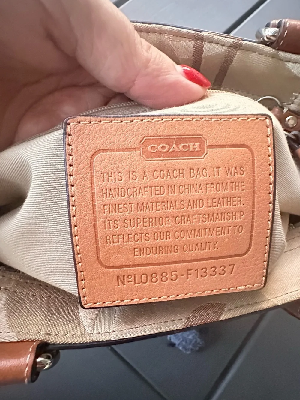 Coach Hamptons Optic Signature Stripe Carryall F13337, Brown and Cream